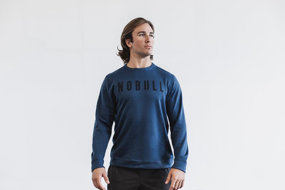 NOBULL Men's Crew Sweatshirts - Navy - Ireland (7036BVMHX)